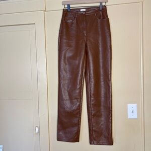 Wilfred  Brown Faux Leather Straight-Leg Pants